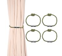 sourcing map 4Pcs Magnetic Curtain Tiebacks, Elegant Weave Curtain Tie Backs Decorative Window Treatment Holdbacks with Glossy Magnetic Clasp for Home Bedroom Living Room Office, Green