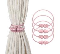 sourcing map 4Pcs Magnetic Curtain Tiebacks, Elegant Weave Curtain Tie Backs Decorative Window Treatment Holdbacks for Drape Home Bedroom Living Room Office Decoration, Pink