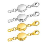 sourcing map 4Pcs Magnetic Jewelry Clasps, Oblate Magnetic Clasps Locking Closures with Lobster Clasps for Bracelet Necklace Jewelry Making (Silver, Gold)