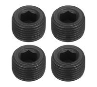 sourcing map 4Pcs Male Thread Socket Pipe Plugs, M18-1.5x12mm Carbon Steel Internal Hex Thread Pipe Caps for Pipe Fitting and Sealing, Black