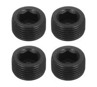 sourcing map 4Pcs Male Thread Socket Pipe Plugs, M20-1.5x12mm Carbon Steel Internal Hex Thread Pipe Caps for Pipe Fitting and Sealing, Black