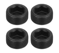 sourcing map 4Pcs Male Thread Socket Pipe Plugs, M24-1.5x12mm Carbon Steel Internal Hex Thread Pipe Caps for Pipe Fitting and Sealing, Black