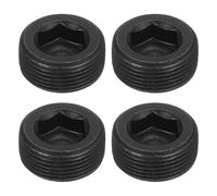 sourcing map 4Pcs Male Thread Socket Pipe Plugs, M27-1.5x12mm Carbon Steel Internal Hex Thread Pipe Caps for Pipe Fitting and Sealing, Black