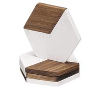 sourcing map 4pcs Marble Coasters for Drinks, Hexagon Stone Drink Coaster for Wine Bar Glasses Coffee Table Office White