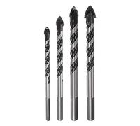 sourcing map 4pcs Masonry Drill Bit Set, 1/4" to 1/2" Multi-Material Drill Bit with Triangular Shank for Glass Brick Plastic Cement Wood Tile Etc, Industrial Strength Carbide Drill Bit Tip