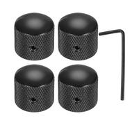sourcing map 4Pcs Metal Guitar Knobs, 1/4" Universal Volume Tone Audio Control Dome Knobs Bass Speed Control Shaft Knob for Guitar, Bass Accessories with Wrench, Black