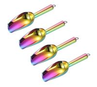 sourcing map 4pcs Metal Ice Scoop, 7.1" x 2.4"Stainless Steel Ice Scooper for Kitchen Party Bar Wedding Use, Rainbow