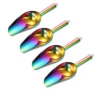 sourcing map 4pcs Metal Ice Scoop, 9.8 Inch Stainless Steel Ice Scooper for Kitchen Party Bar Wedding Use, Rainbow