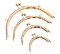 sourcing map 4Pcs Metal Purse Frame, 3.35"/4.13"/6.1"/8.07" Kiss Lock Clasp Frame Retro Arch Embossed Clutch Frame for Coin Purse Handbag Making DIY Craft, Light Gold