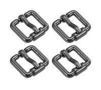 sourcing map 4Pcs Metal Roller Buckles, 20mm (0.8-inch) Glides Slider Movable Bar Strap Adjuster Rectangle Keeper for Bags Leather Crafts (Gun-black)