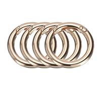 sourcing map 4pcs Metal Spring O Rings 1" Trigger Spring Keyrings Buckle Round Snap Clip for DIY Keychains Bag Purse Handbag, Light Gold