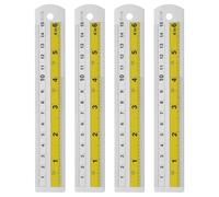 sourcing map 4pcs Metal Straight Ruler 15cm Metric SAE Aluminum Alloy Measuring Rulers Scale Tool with Hole for Measure Study Reading Classroom Office, Yellow