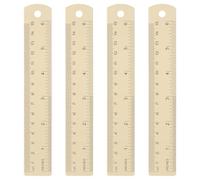 sourcing map 4pcs Metal Straight Ruler 15cm Metric SAE Aluminum Alloy Measuring Rulers Scale Tool with Hole for Measure Study Reading Classroom Office, Beige