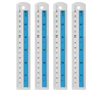 sourcing map 4pcs Metal Straight Ruler 15cm Metric SAE Aluminum Alloy Measuring Rulers Scale Tools with Hole for Measure Study Reading Classroom Office, Blue
