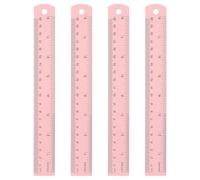 sourcing map 4pcs Metal Straight Ruler 20cm Metric SAE Aluminum Alloy Measuring Rulers Scale Tool with Hole for Measure Study Reading Classroom Office, Pink