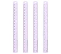 sourcing map 4pcs Metal Straight Ruler 30cm Metric SAE Aluminum Alloy Measuring Rulers Scale Tool with Hole for Measure Study Reading Classroom Office, Purple