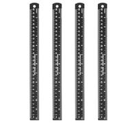 sourcing map 4pcs Metal Straight Ruler 30cm Metric SAE Aluminum Alloy Measuring Rulers Scale Tool with Hole for Measure Study Reading Classroom Office, Black