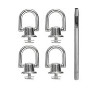 sourcing map 4pcs Metal Studs Rivets 6.6mm D-Ring Button Rivets with 3.5mm Leather Hole Punch for Leather Craft, Dim Gray