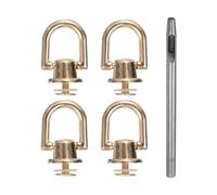 sourcing map 4pcs Metal Studs Rivets 6.6mm D-Ring Button Rivets with 3.5mm Leather Hole Punch for Leather Craft, Gold Tone