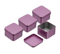 sourcing map 4Pcs Metal Tin Box, 2.4x1.5 Square Empty Tinplate Containers with Lid Portable Storage Box Candy Jars for Valentine's Day, Candle Jewelry Craft Storage Home Organizer, Purple