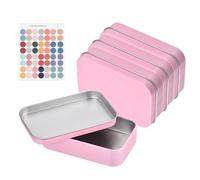 sourcing map 4Pcs Metal Tin Box Container, 3.7x2.4x0.9 Rectangular Empty Box with Self Adhesive Colored Stickers, Mini Portable Storage Containers for Candy, Drawing Pin Crafts, Pink