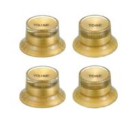 sourcing map 4pcs Metric Top Hat Bell Knobs, 2 Volume 2 Tone Control Guitar Knobs Set for Electric Guitar Bass Split Shaft Pots, Gold with Golden Top