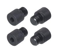 sourcing map 4Pcs Mic Stand Adapter 1/4 Female to M12 Male Camera Screw Thread Adapter for Microphone Tripod Stand Black