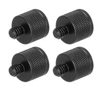 sourcing map 4Pcs Mic Stand Adapter 3/8 Female to M6 Male Thread Screw Adapter Aluminum Alloy for Microphone Tripod Stand Mount Black