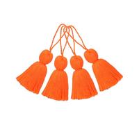 sourcing map 4Pcs Mini Bookmark Tassels, 5" Gradient Polyester Tassels Soft Handmade Silky Floss with Cord Loop for Jewelry Making, Handbag, Pendant DIY Crafts, Orange