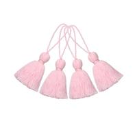 sourcing map 4Pcs Mini Bookmark Tassels, 5" Gradient Polyester Tassels Soft Handmade Silky Floss with Cord Loop for Jewelry Making, Handbag, Pendant DIY Crafts, Pink