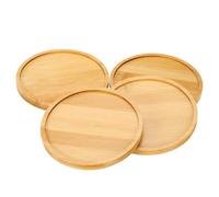 sourcing map 4PCS Mosaic Bamboo Coasters, 5.1 Inch Blank Base Trays, Round Drinking Cup Coaster, Wooden Drink Coasters for Coffee Table Dining Table Protection, Brown