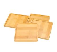 sourcing map 4PCS Mosaic Bamboo Coasters, 5.1 Inch Blank Base Trays, Square Drinking Cup Coaster, Wooden Drink Coasters for Coffee Table Dining Table Protection, Brown