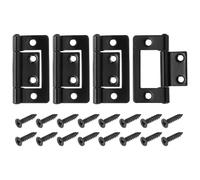 sourcing map 4Pcs Non Mortise Door Hinges, 1.5" x 0.8" Iron Bifold Butt Cabinet Hinges Smooth Sliding Bearing Hinge with Mounting Screws for Doors, Windows, Cabinets, Box, Furniture, Black