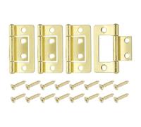 sourcing map 4Pcs Non Mortise Door Hinges, 1.5" x 0.8" Iron Bifold Butt Cabinet Hinges Smooth Sliding Bearing Hinge with Mounting Screws for Doors, Windows, Cabinets, Box, Furniture, Yellow