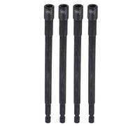 sourcing map 4pcs Nut Driver Drill Bit 6mm Metric Socket 1/4" Hex Shank 6" (150mm) Extra Long Magnetic 6-Point Sockets Quick Change Chrome Vanadium Steel Bolt Setters for Power Drill Drivers
