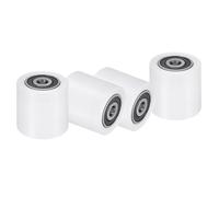 sourcing map 4Pcs Nylon Roller Wheel with Bearings, 10 x 50 x 50mm (ID. x OD. x L) CNC Guiding Wheel Flat Belt Idler, Nylon Pulley (White)