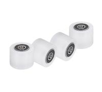 sourcing map 4Pcs Nylon Roller Wheel with Bearings, 3/8" Bore x 1-9/16" Width x 1-1/4" Length, CNC Guiding Wheel Flat Belt Idler, Nylon Pulley (White)