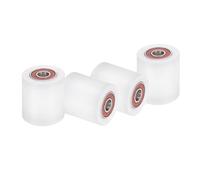 sourcing map 4Pcs Nylon Roller Wheel with Bearings, 3/8" Bore x 1-9/16" Width x 1-3/4" Length, CNC Guiding Wheel Flat Belt Idler, Nylon Pulley (White)