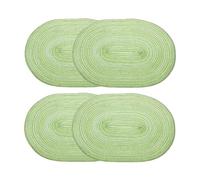 sourcing map 4pcs Oval Braided Placemats 20" Non-Slip Oval Table Mats for Dining Tables Washable Heat Insulation Woven Placemats Indoor Outdoor for Family Holiday Dinner, Green