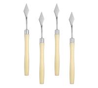 sourcing map 4pcs Palette Knife Painting Tool 6.3" Pointed Stainless Steel Blade Plastic Handle Spatula Painting Pallet Knife for Oil Acrylic Canvas, Beige