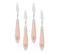 sourcing map 4Pcs Palette Knife Painting Tool 7.28" Stainless Steel Blade Spatula Painting Pallet Knife Design Beech Wood Handle for Oil Acrylic Canvas Color Mixing