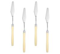sourcing map 4pcs Palette Knife Painting Tool 7.68" Pointed Stainless Steel Blade Plastic Handle Spatula Painting Pallet Knife for Oil Acrylic Canvas, Beige