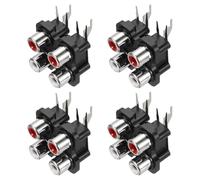 sourcing map 4Pcs PCB Panel Mount AV Concentric Outlet 4 RCA Socket Female Jack Audio Video AV Connector 6pins Black