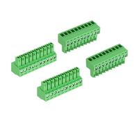 sourcing map 4Pcs PCB Terminal Block, 300V 8A Male 10 Pin 3.5mm Pitch PCB Screw Mount Terminal Block Connector for Industrial Use, Electronic Projects, Green