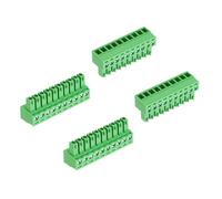 sourcing map 4Pcs PCB Terminal Block, 300V 8A Male 10 Pin 3.81mm Pitch PCB Screw Mount Terminal Block Connector for Industrial Use, Electronic Projects, Green