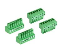 sourcing map 4Pcs PCB Terminal Block, 300V 8A Male 7 Pin 3.5mm Pitch PCB Screw Mount Terminal Block Connector for Industrial Use, Electronic Projects, Green
