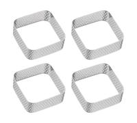 sourcing map 4pcs Perforated Cake Rings 1.97" Stainless Steel Square Tartlet Ring Nonstick Polishing Cake Mousse Ring Thickening Dessert Ring Tools for Baking Cake French Dessert Fruit