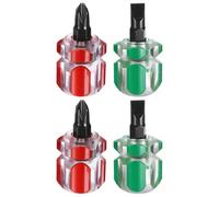 sourcing map 4pcs PH2+SL6 Stubby Phillips and Slotted Screwdriver 45# Steel Black Oxide Mini Short Screwdriver with Ergonomic Handle for Tight Spaces Sewing Machine, Red/Green