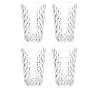 sourcing map 4Pcs Plastic Drinking Cups, Transparent Unbreakable Reusable Water Tumblers Stackable Drinking Glasses for Coffee, Milk, Juice, White