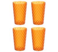 sourcing map 4Pcs Plastic Drinking Cups, Transparent Unbreakable Reusable Water Tumblers Stackable Drinking Glasses for Coffee, Milk, Juice, Orange